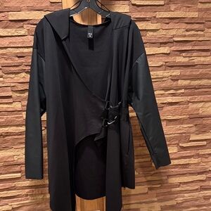 BNWNT H-4 Stylish Black Hooded Cardigan with Buckle Detail